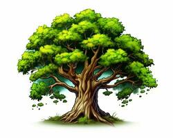 ein Illustration von ein Grün Baum auf ein Weiß Hintergrund generativ ai foto