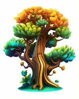 ein Illustration von ein Baum mit bunt Blätter generativ ai foto