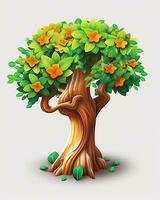 ein Illustration von ein Baum mit Orange Blumen generativ ai foto