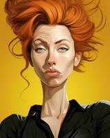 ein Illustration von ein Frau mit rot Haar generativ ai foto