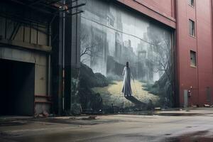 Magier von oz Wandgemälde im Detroit Michigan generativ ai foto