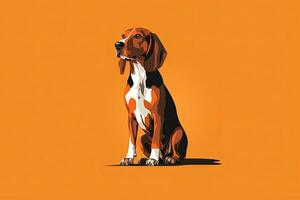 Beagle Hund einfach Grafik Illustration auf ein Orange Hintergrund generativ ai foto