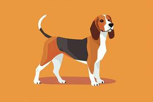 Beagle Hund einfach Grafik Illustration auf ein Orange Hintergrund generativ ai foto