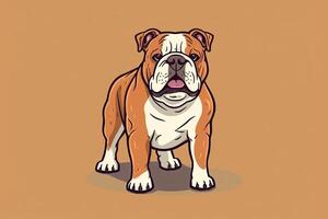 Bulldogge Grafik Illustration auf ein einfarbig Hintergrund generativ ai foto