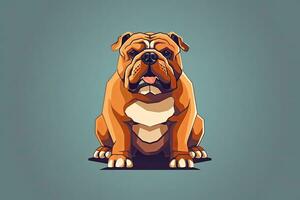 Bulldogge Grafik Illustration auf ein einfarbig Hintergrund generativ ai foto