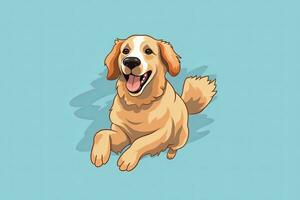 golden Retriever Hund Grafik Illustration isoliert auf ein einfarbig Hintergrund generativ ai foto