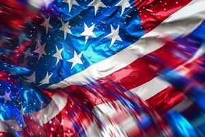 patriotisch amerikanisch Flagge abstrakt Hintergrund generativ ai foto