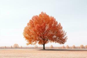 ein einsam Baum im das Mitte von ein leeren Feld generativ ai foto