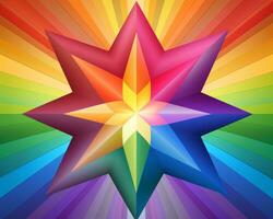 ein Regenbogen farbig Star auf ein bunt Hintergrund generativ ai foto