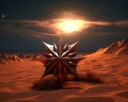 ein Star im das Wüste mit ein Mond im das Hintergrund generativ ai foto