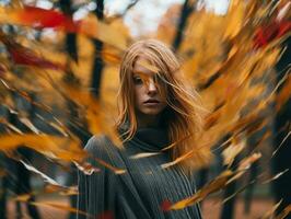 ein Frau mit ihr Haar weht im das Wind generativ ai foto