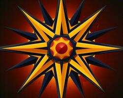 ein Illustration von ein Star mit ein rot Center auf ein schwarz Hintergrund generativ ai foto
