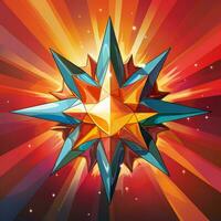 ein Illustration von ein Star mit Strahlen Kommen aus von es generativ ai foto