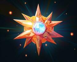 ein Illustration von ein Orange Star mit ein Diamant im es generativ ai foto