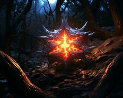 ein Bild von ein glühend Star im das Wald generativ ai foto