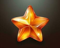 ein Orange Glas Star auf ein dunkel Hintergrund generativ ai foto