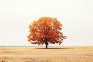 ein Orange Baum steht allein im ein Feld generativ ai foto