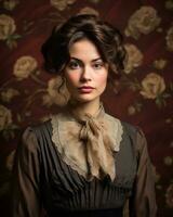 Porträt von ein schön Frau im viktorianisch Stil generativ ai foto