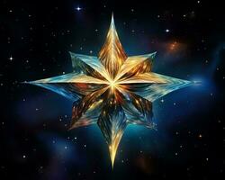 das Star ist gemacht von Glas und ist umgeben durch Sterne generativ ai foto