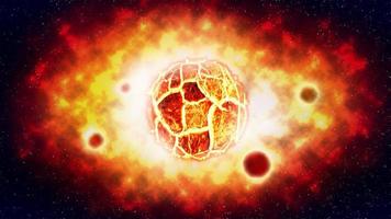 die rissige Sonnenexplosion und der Planet im Weltraum, Illustration foto