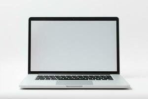 ein schließen oben von ein Laptop Computer mit ein leer Bildschirm. generativ ai. foto