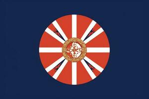 ein schließen oben von ein britisch Flagge mit ein Löwe auf Es. generativ ai. foto