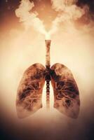 Rauch wogend von ein Mensch Lunge im ein Rauch gefüllt Himmel. generativ ai. foto