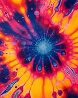 hell farbig abstrakt Gemälde von ein Blume mit ein Blau Center. generativ ai. foto