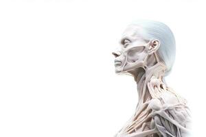 Muskeln Anatomie Frau System isoliert auf Weiß Hintergrund ,generativ ai. foto