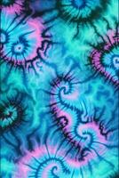 ein schließen oben von ein Krawatte Farbstoff Muster mit ein Blau und lila Hintergrund. generativ ai. foto