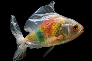 Fisch Plastik Tasche Leben ,generativ ai foto