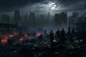 ein spannend und unheimlich Szene von ein Zombie Apokalypse foto