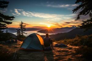 Bild von Nervenkitzel draussen Abenteuer, wandern, Camping, Kajak fahren foto