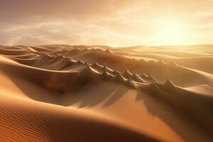 Delfine Springen und Schwimmen im das Sand Dünen von Wüste, generativ ai foto