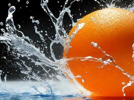 Orange mit Wasser Spritzen Hintergrund hd Hintergrund foto