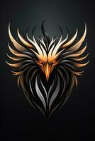 schwarz Phönix Kopf Logo isoliert auf Hintergrund mit modern und kreativ Design Darstellen griechisch Mythologie Vogel foto