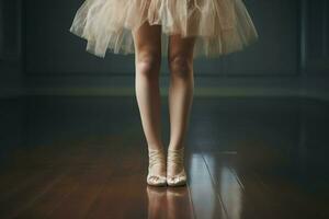 Beine von Ballerina Schuh Kunst. generieren ai foto