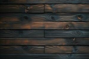 ein hölzern Mauer mit ein dunkel braun Fleck, schließen oben von ein Holz Mauer mit ein dunkel Hintergrund foto