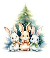 süß Gruppe von Weihnachten Kaninchen foto