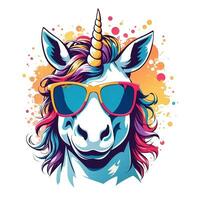 Weiß Einhorn tragen Sonnenbrille kawaii Grafik foto