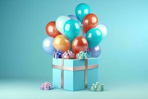 Geburtstag Luftballons mit Geschenk Box foto