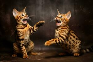 Bengalen Katze spielen ai generiert foto