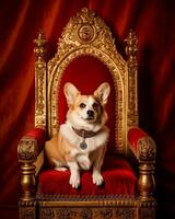Corgi Hund im das königlich Palast ai generiert foto