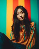 schön asiatisch Frau Mode Modell- ai generiert foto