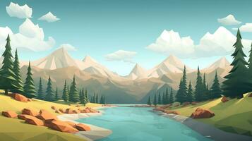 Lowpoly von ein Berg Landschaft foto