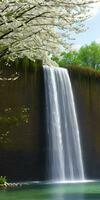 atemberaubend Wasserfall Landschaft Frühling Sommer- Natur Umfeld. ai generativ foto