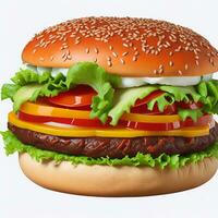 Gemüse Burger auf Weiß Hintergrund, köstlich pflanzlich Mahlzeit, ai generiert foto