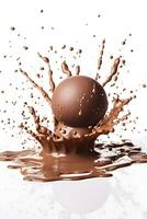 ein Schokolade Ball Spritzen isoliert auf Weiß Hintergrund foto