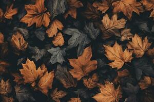 Hintergrund Herbst Blätter im das Stil von dunkel braun und Indigo foto