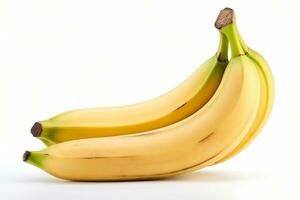 Feste groß Banane und hängend Banane auf ein Weiß Hintergrund, generativ ai foto